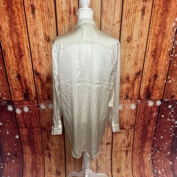 ATM ivory silk shirtdress size XS extra small buttondown missing last button - Picture 4 of 7